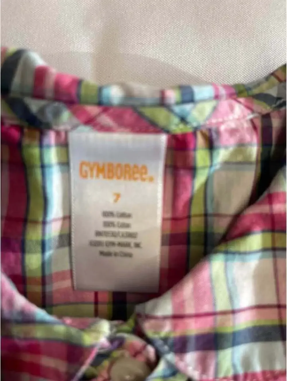 Gymboree Girls Size 7 Pink Plaid Ruffle Button Front Top
